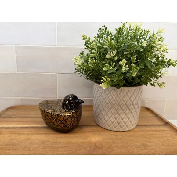 Vintage Kashmiri Hand painted Black Duck Box Small - Picture 2 of 9